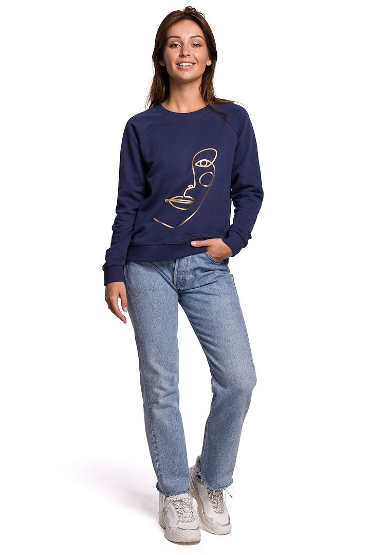 Printed Sweatshirt Dark Blue