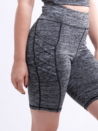 High-Waisted Workout Shorts with Pockets with Criss Cross Design