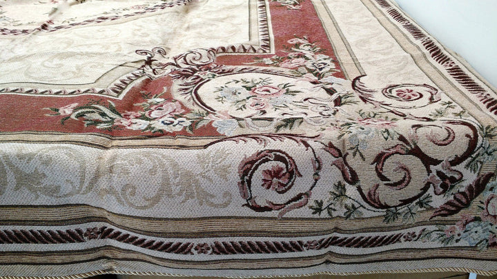 Orange & Beige Spices Victorian Floral Medallion Chenille Bedspread Twin Size 3-Piece Set