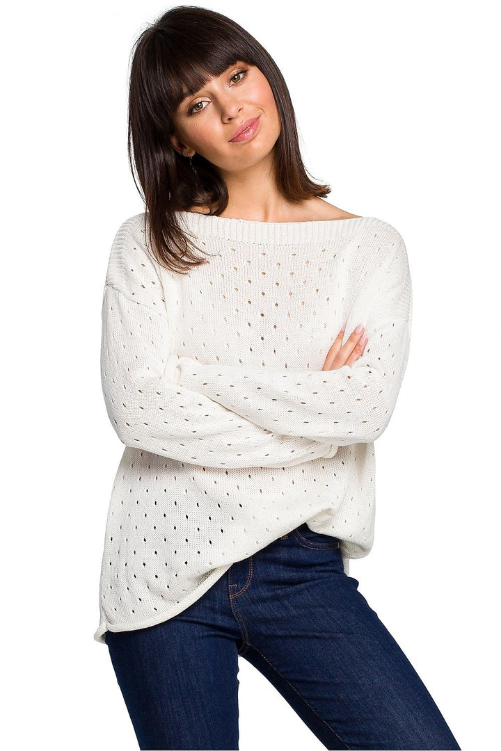 White Cotton Wave Sweater