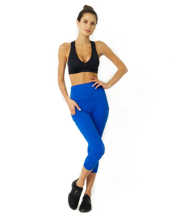 High Waisted Yoga Capri Leggings Sky Blue