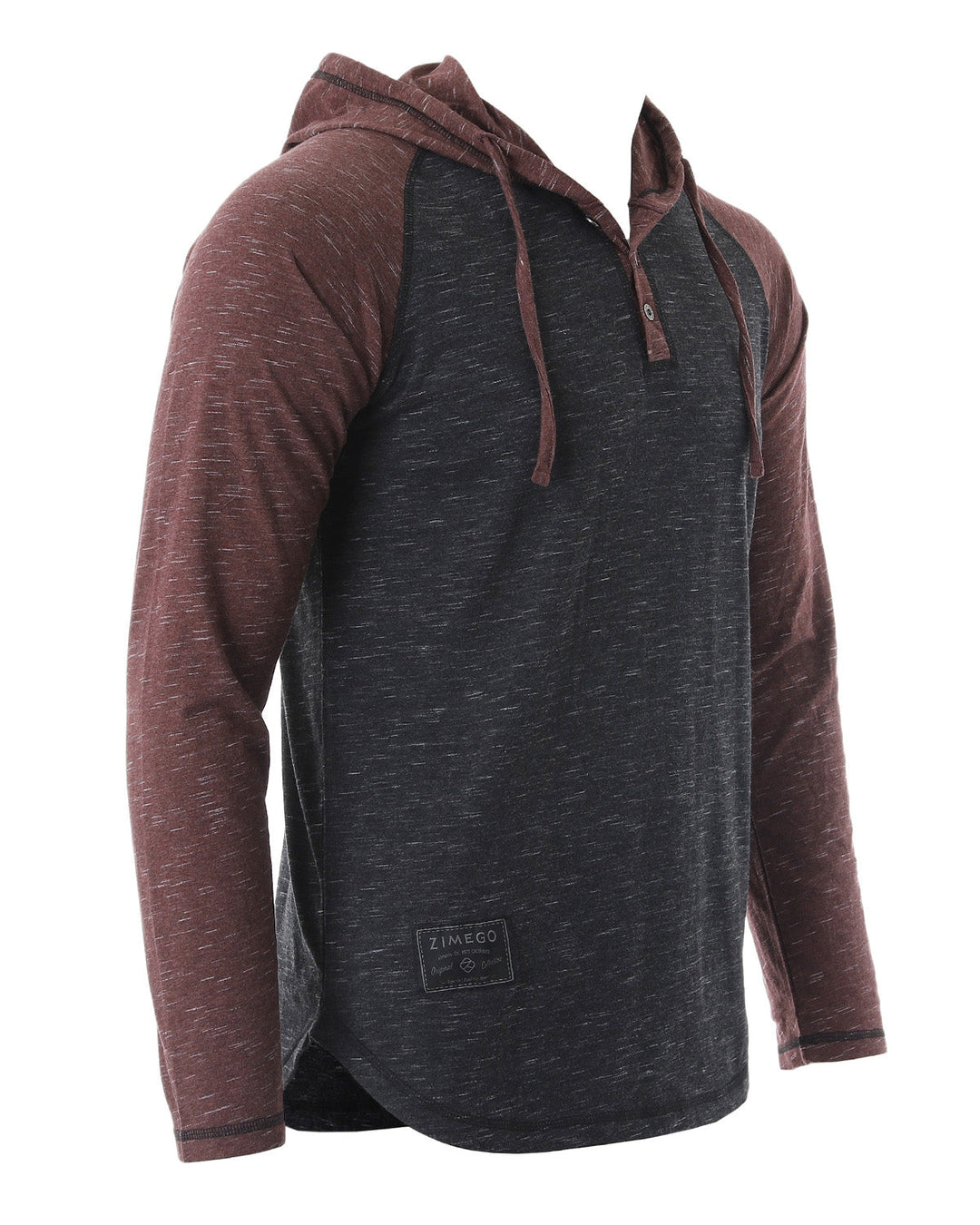 Black and Maroon Raglan Hooded Henley