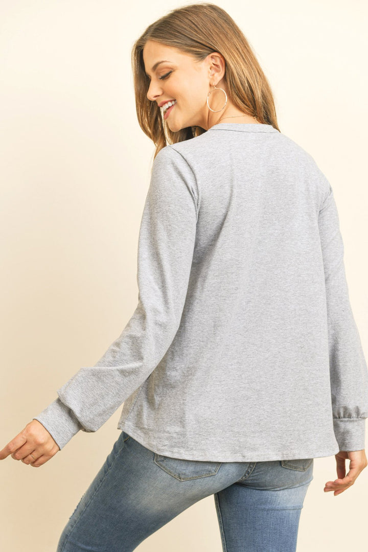 Long Sleeve Round Neck Solid Top