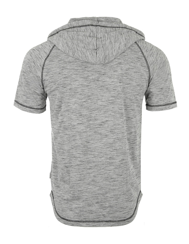 Heather Grey Short Sleeve Raglan Henley Hoodie