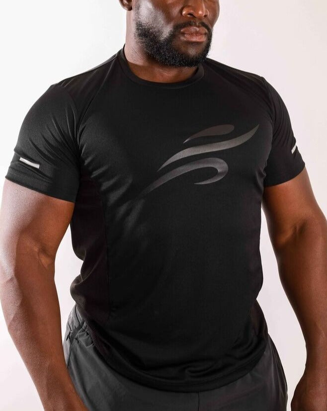 Robert Short Sleeve T-Shirt with Reflective Logo in Black