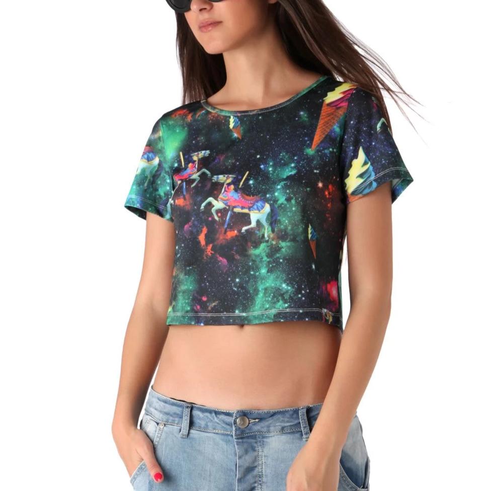 Crop Top with Illustrated Print