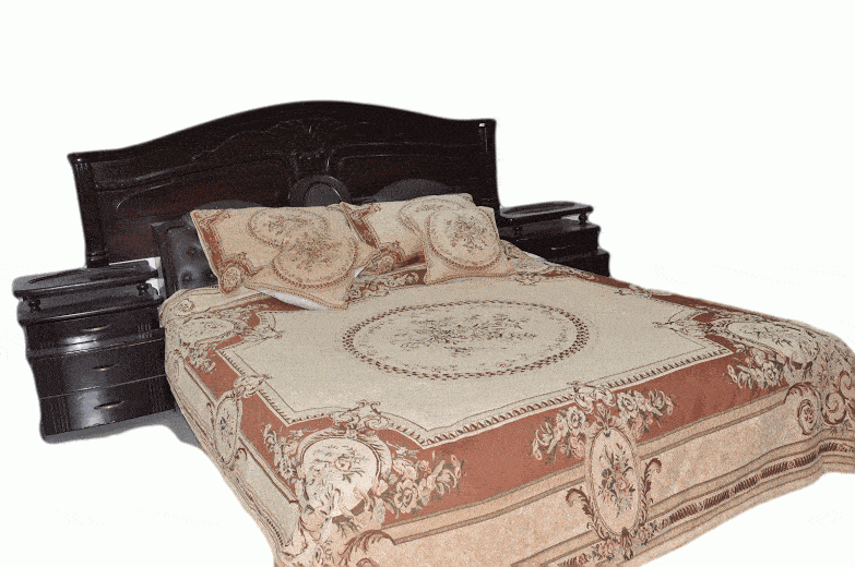 Orange & Beige Spices Victorian Floral Medallion Chenille Bedspread Twin Size 3-Piece Set