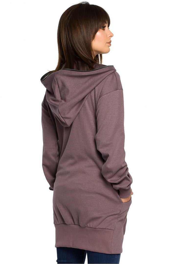 Long Hooded Full Zip Women's Sweatshirt Brown