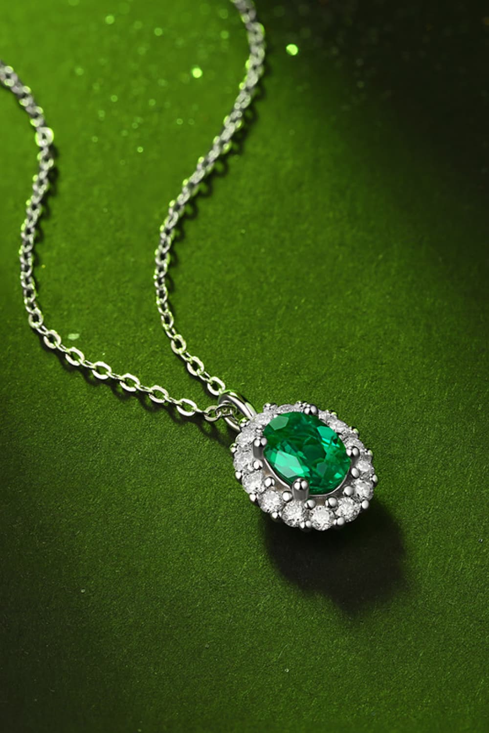 1.5 Ct Emerald 925 Sterling Silver Necklace