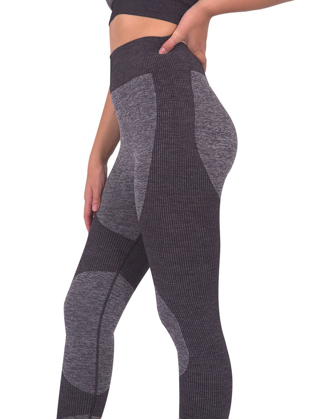 Megara Seamless Legging with Striped Panels Black