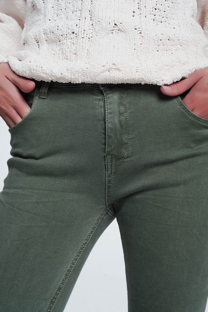 High Waisted Skinny Jeans in Green