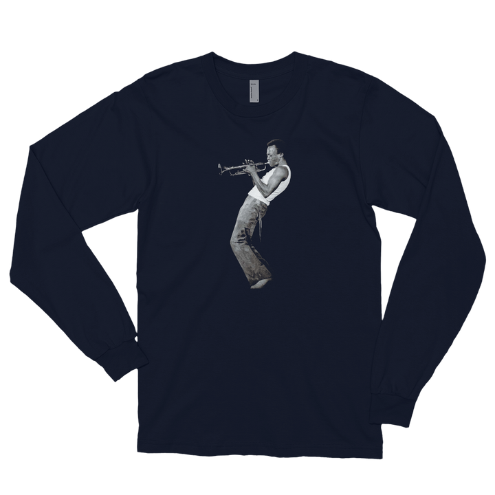 Miles Davis Playing His Trumpet Artwork Long Sleeve Shirt