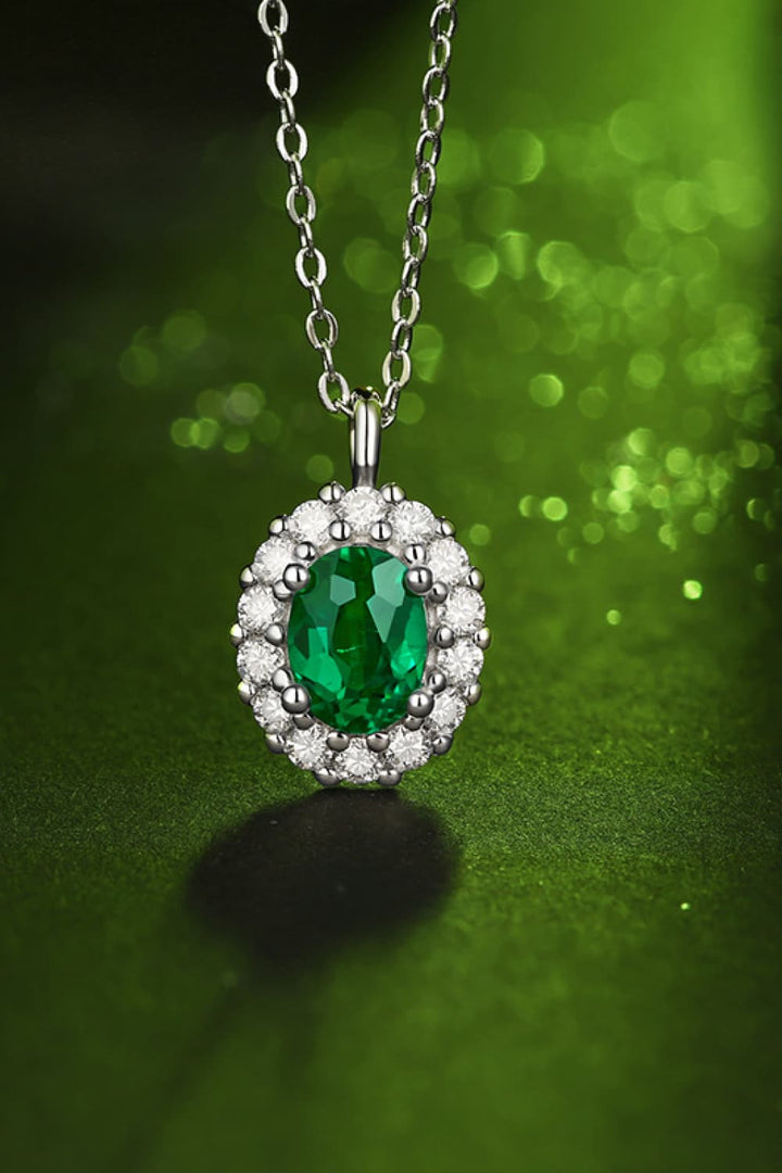 1.5 Ct Emerald 925 Sterling Silver Necklace