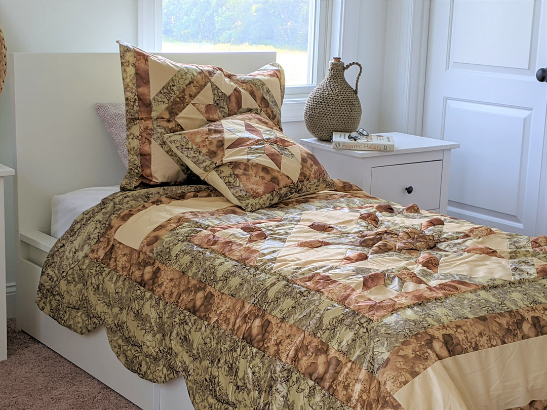 Rustic Camo Earthy Floral Sandy Beige Green Comforter Set Twin/Single Size