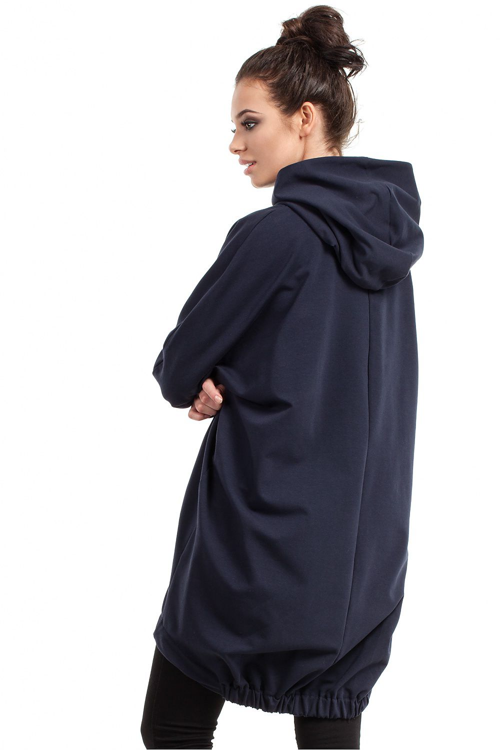 Long Hooded Sweatshirt Navy Blue