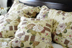 Dusty Roses Garden Floral Patchwork Cotton Quilted Bedspread Set