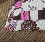 Bohemian Purple Blooms Floral Garden Pink Brown Bedspread Set