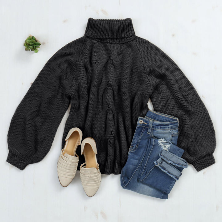 Chunky Cable Knit Turtleneck Sweater