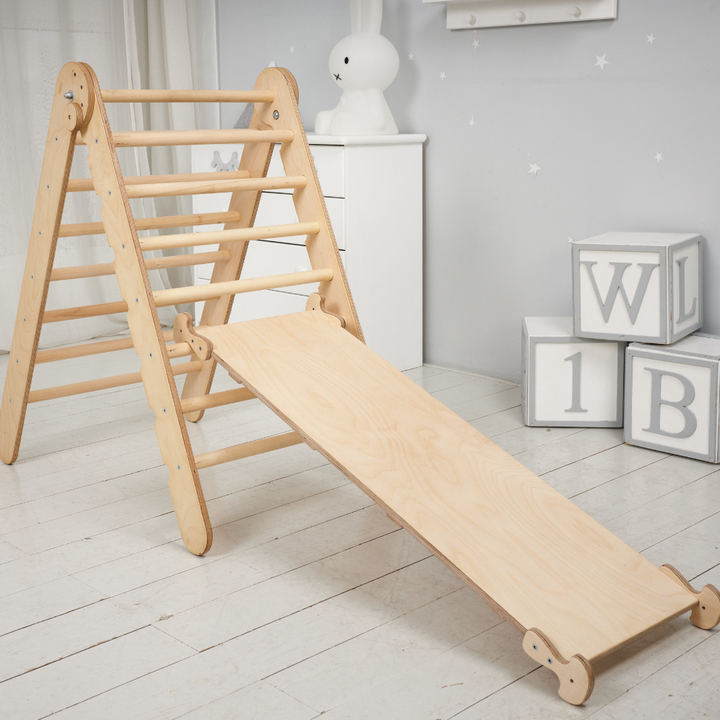 4-in-1 Climbing Set: Triangle Ladder + Climbing Arch + Slide Board + Cushion