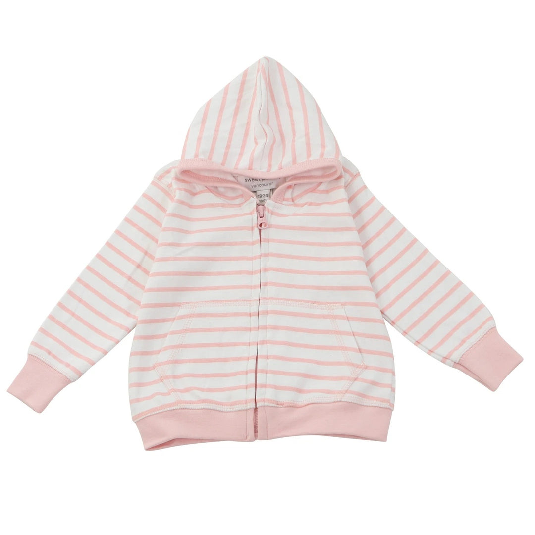 Kids Hoodie in Light Pink Marseille Stripe